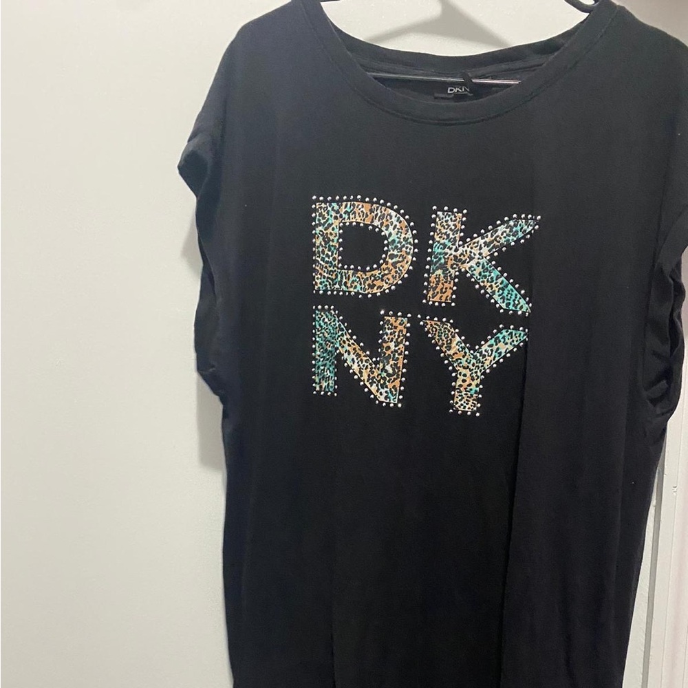 DKNY black and multi-coloured t-shirt